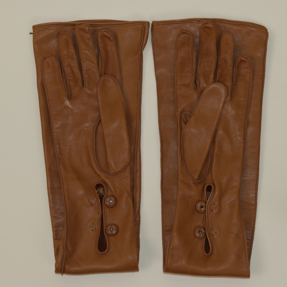 ‼️SALE‼️Prada Tan Over the Elbow Brown Cognac Leather Long Gloves - Picture 4 of 10